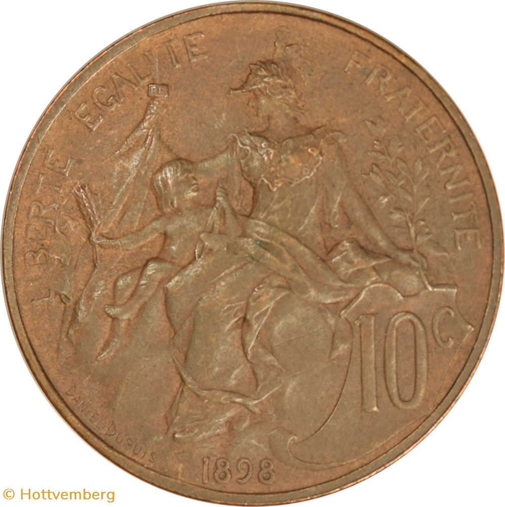 monnaies monde france 10 centimes daniel dupuis 1898 flan mat pr64