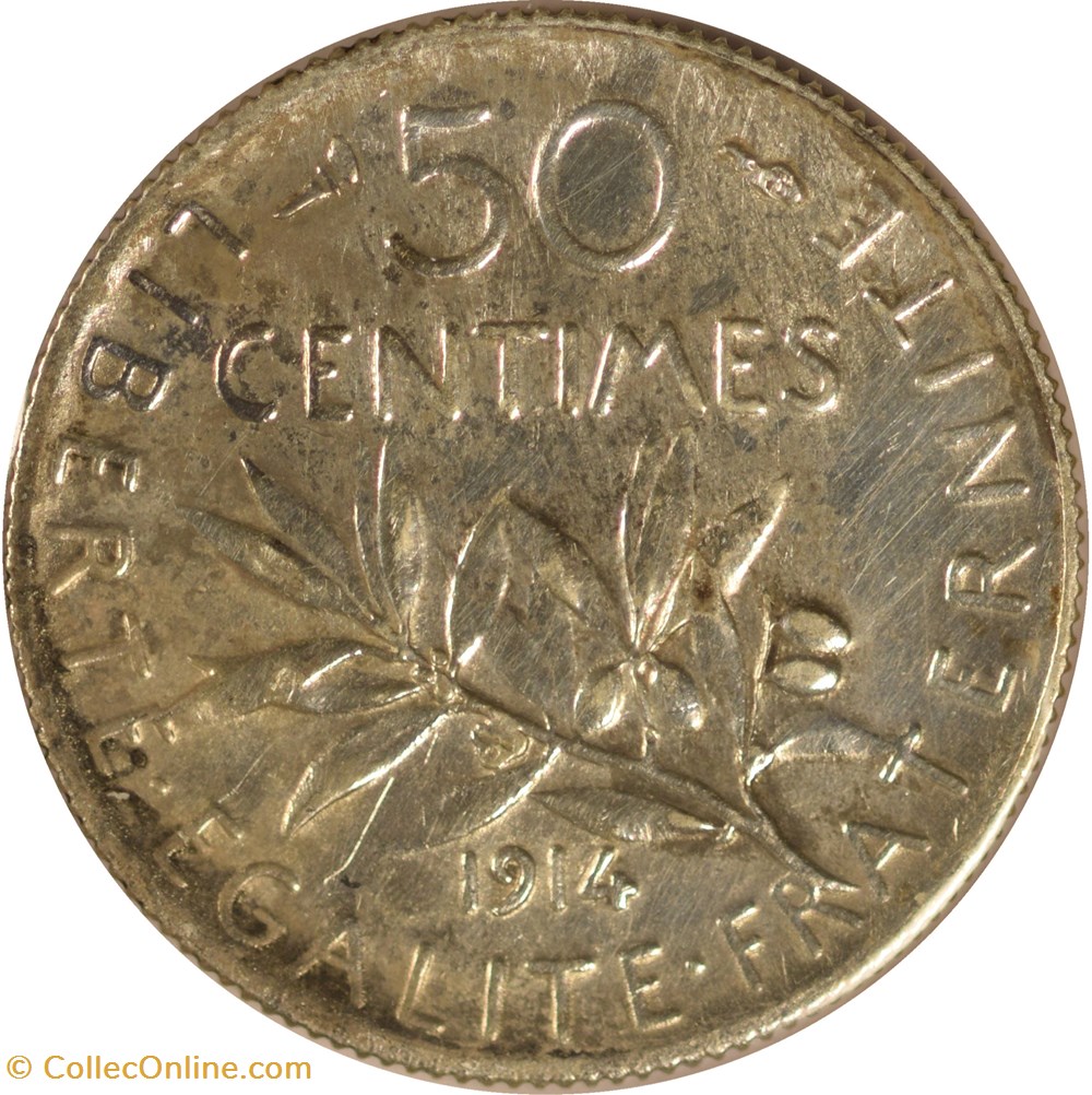 monnaies monde france 50 centimes semeuse 1914