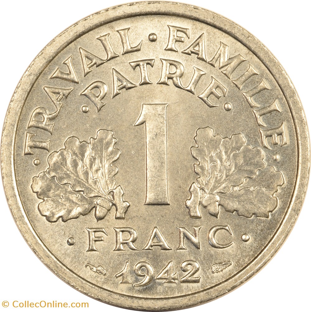 1 franc Francisque 1942 monnaies monde france 1 franc francisque 1942