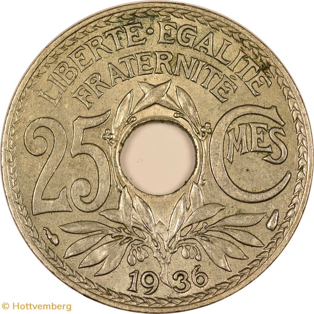 monnaies monde france 25 centimes lindauer 1936