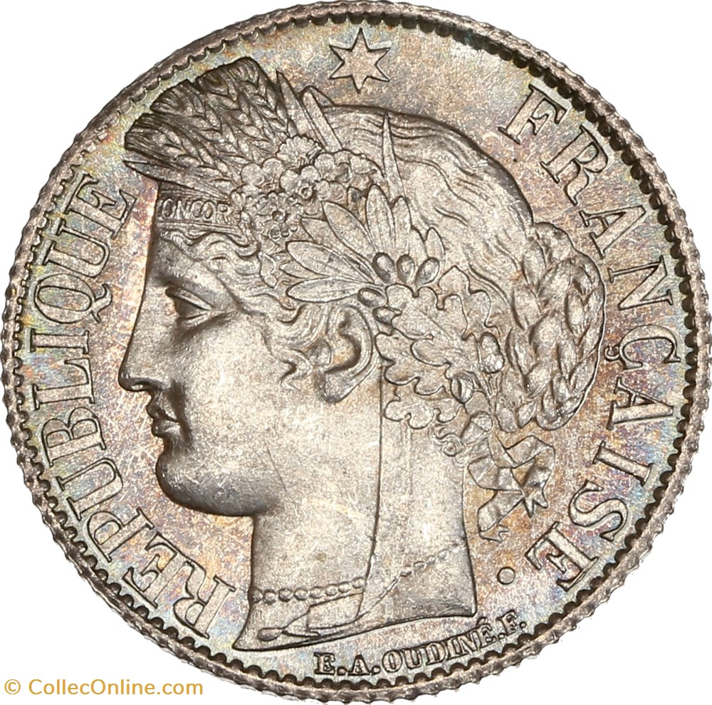 1 franc Cérès 1895 A (MS62) monnaies monde france 1 franc ceres 1895 a ms62
