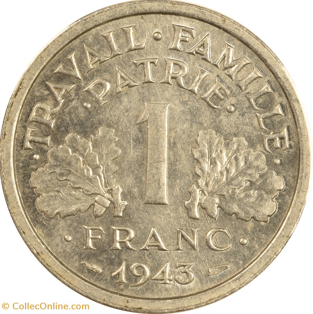 1 franc Francisque 1943 monnaies monde france 1 franc francisque 1943