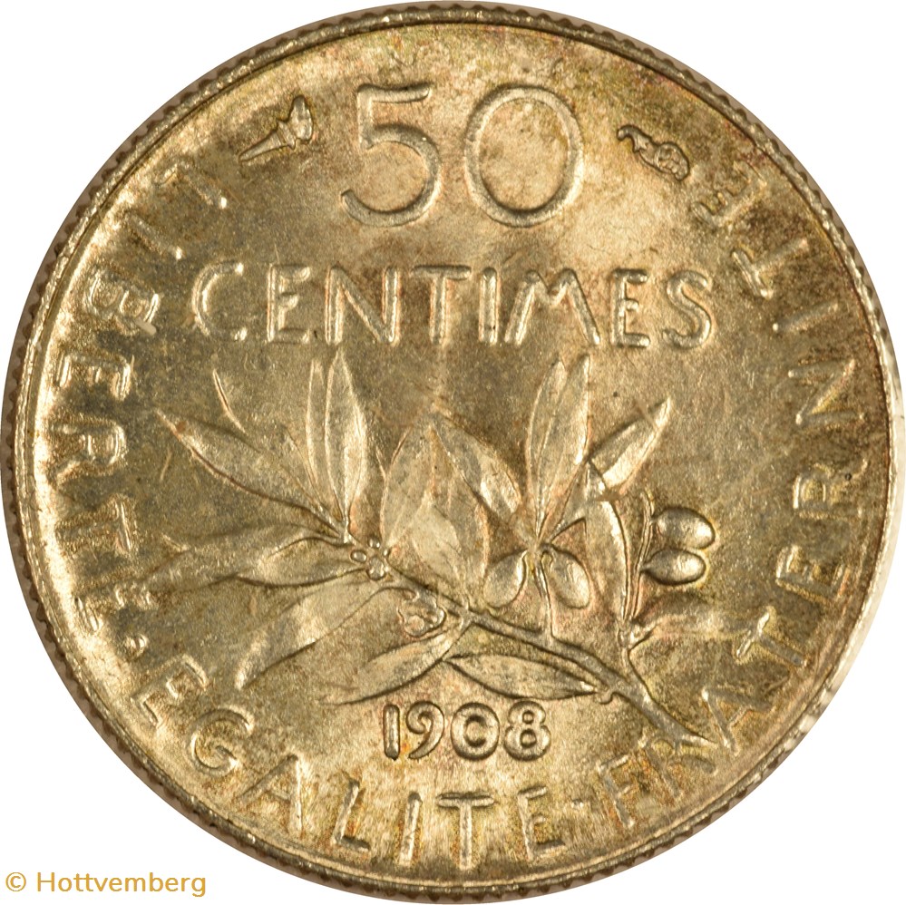 50 centimes Semeuse 1908 monnaies monde france 50 centimes semeuse 1908