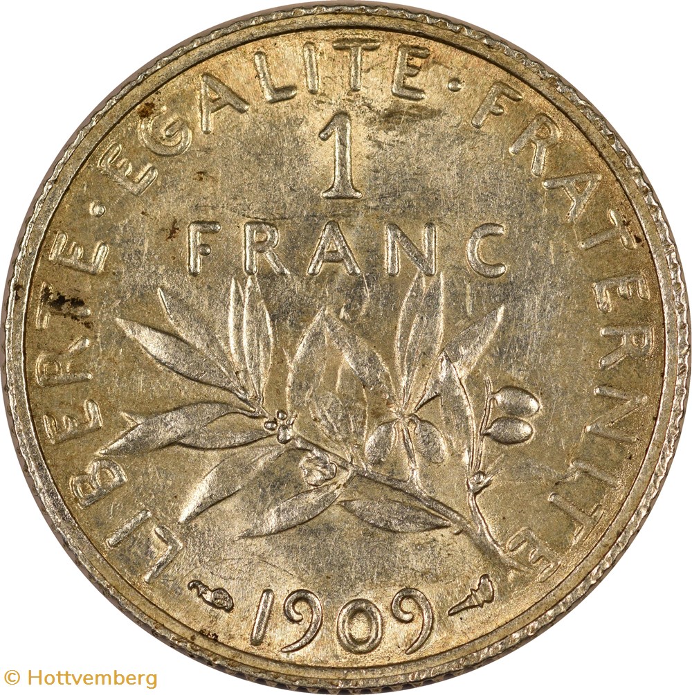 1 franc Semeuse 1909 monnaies monde france 1 franc semeuse 1909