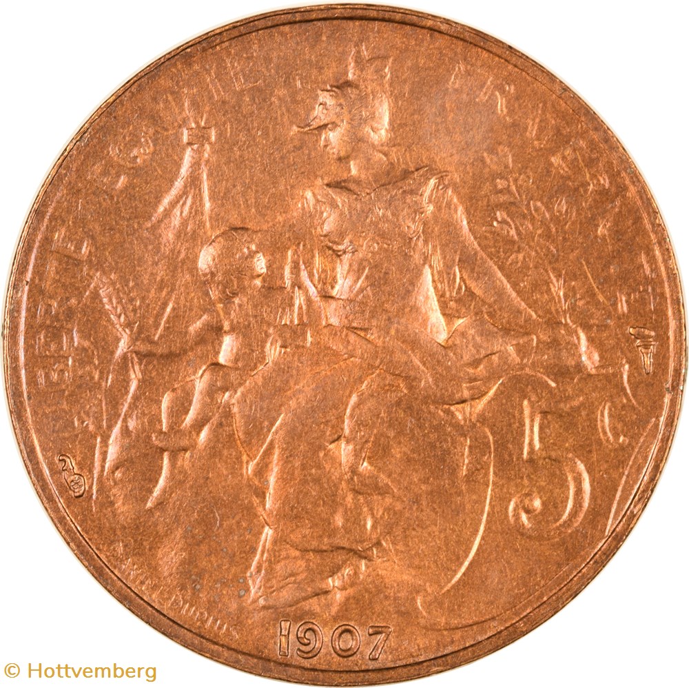 5 centimes Daniel-Dupuis 1907 monnaies monde france 5 centimes daniel dupuis 1907
