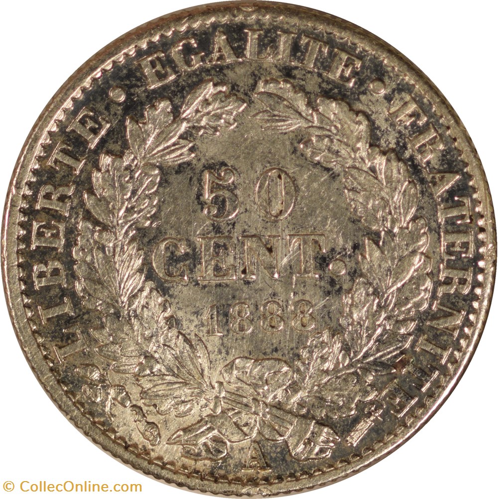 50 centimes Cérès 1888 A monnaies monde france 50 centimes ceres 1888 a