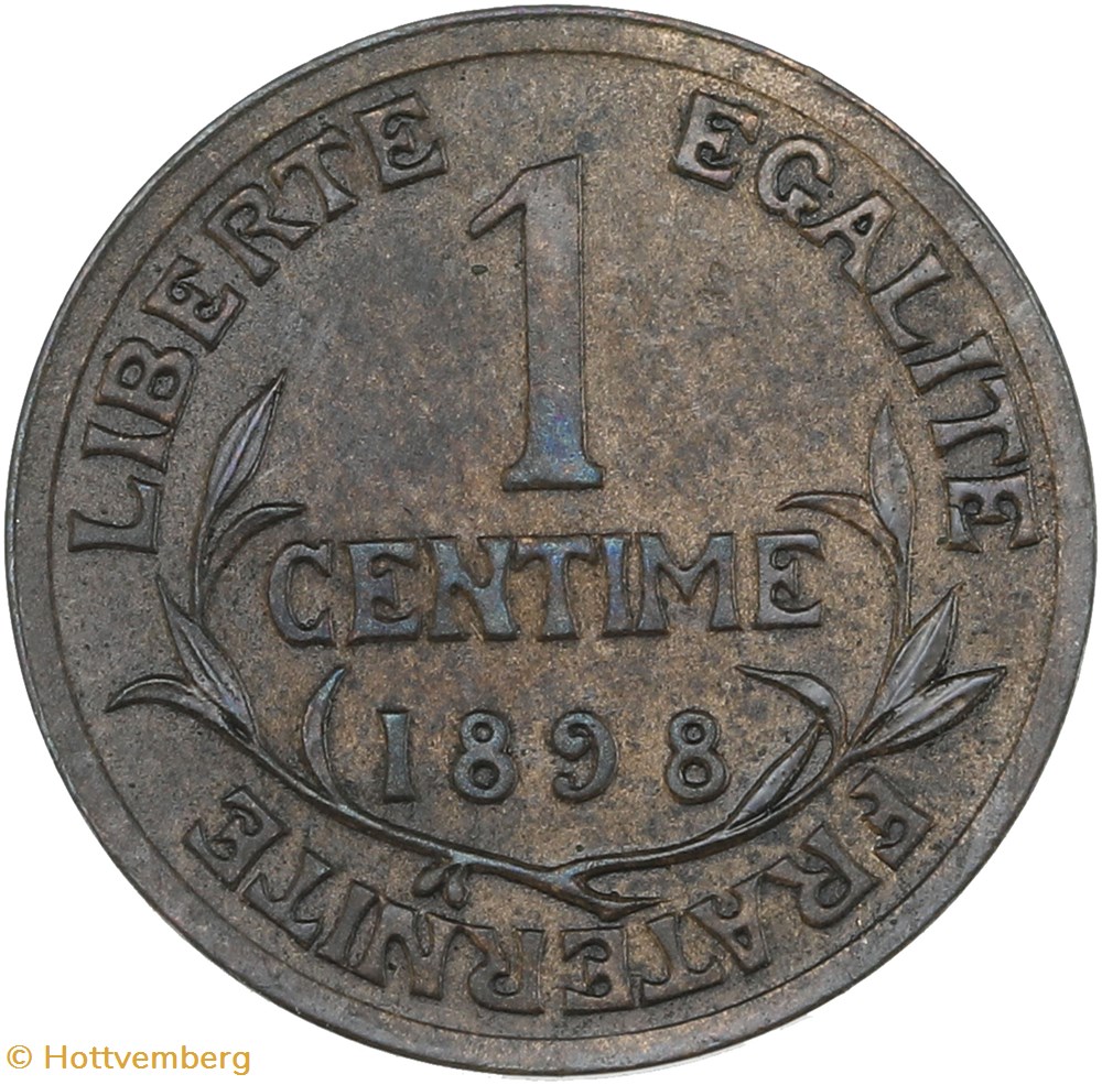 1 centime Daniel-Dupuis 1898 flan mat (PR63) 3 monnaies monde france 1 centime daniel dupuis 1898 flan mat pr63