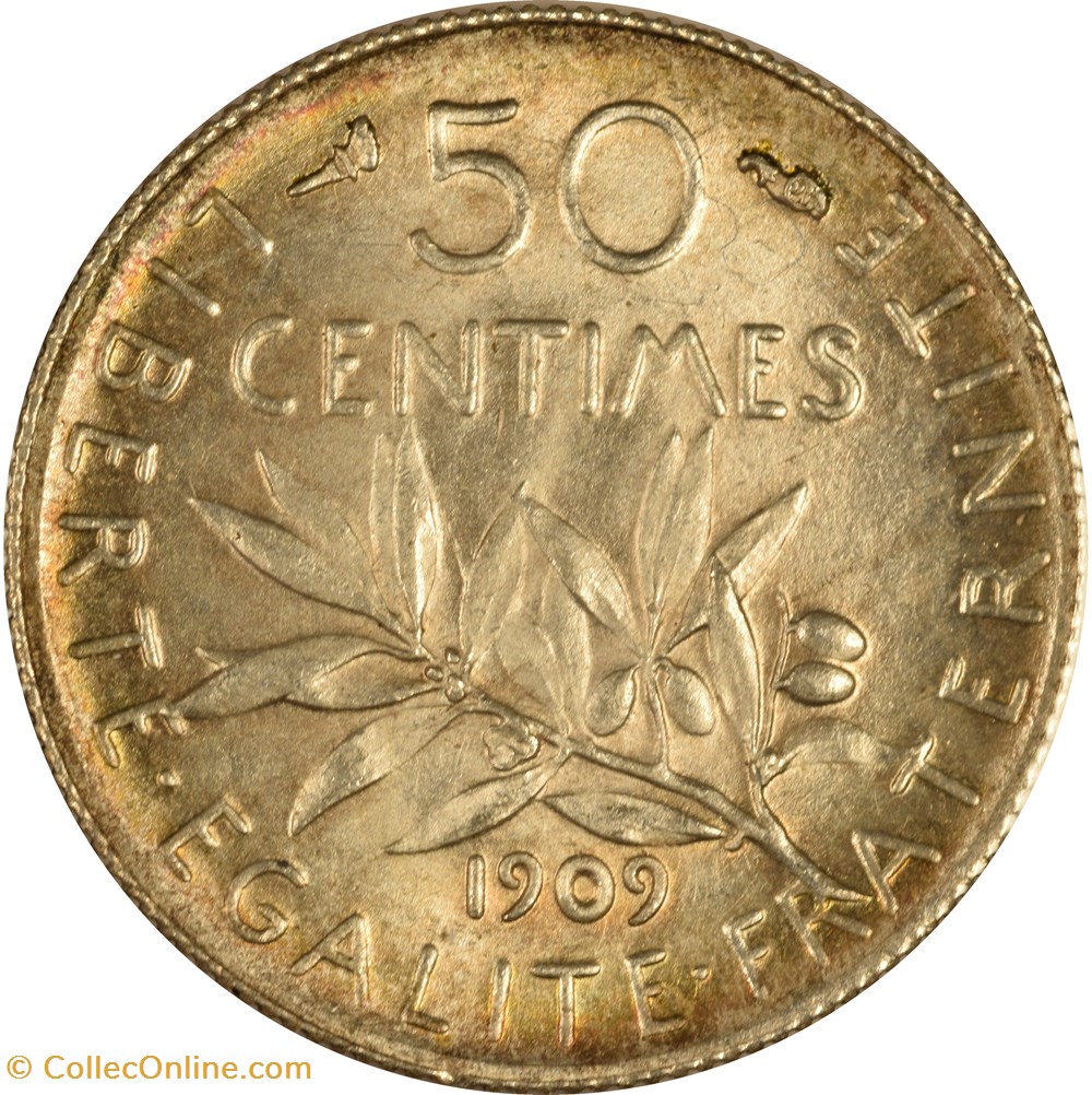 50 centimes Semeuse 1909 monnaies monde france 50 centimes semeuse 1909