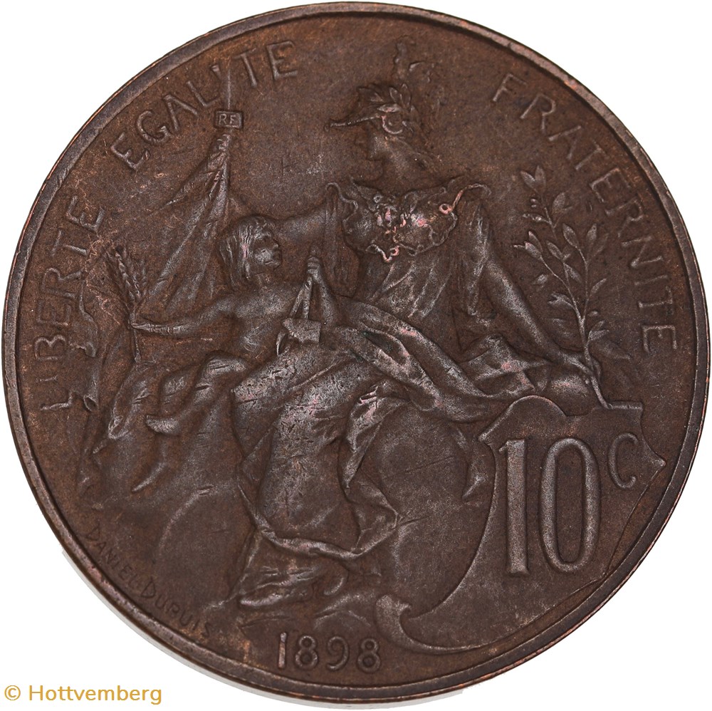 monnaies monde france 10 centimes daniel dupuis 1898 flan mat pr64