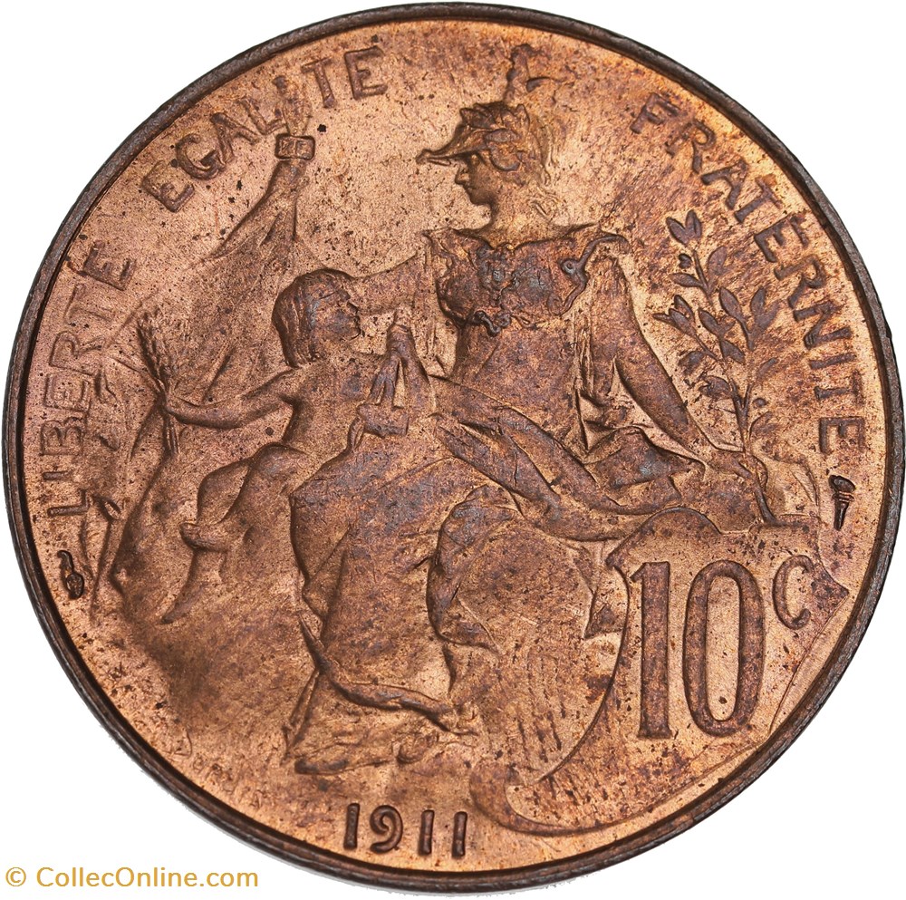 10 centimes Daniel-Dupuis 1911 (MS63) monnaies monde france 10 centimes daniel dupuis 1911 ms63