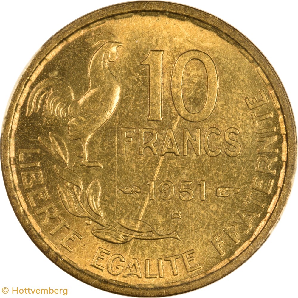 monnaies monde france 10 francs guiraud 1951 b