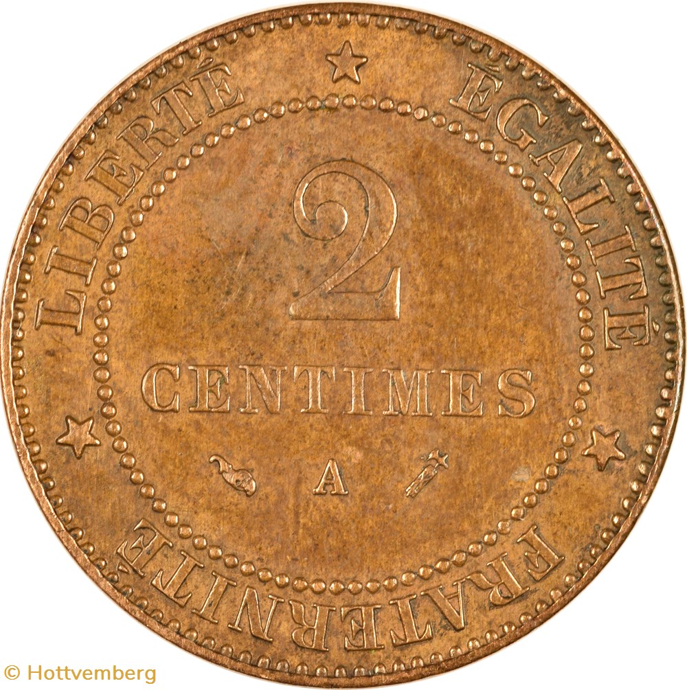 2 centimes Cérès 1887 A monnaies monde france 2 centimes ceres 1887 a