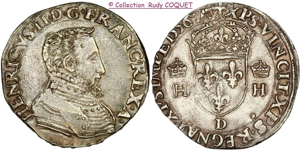 Teston Henri II 1556 D (Lyon) teston henri ii 1556 d lyon