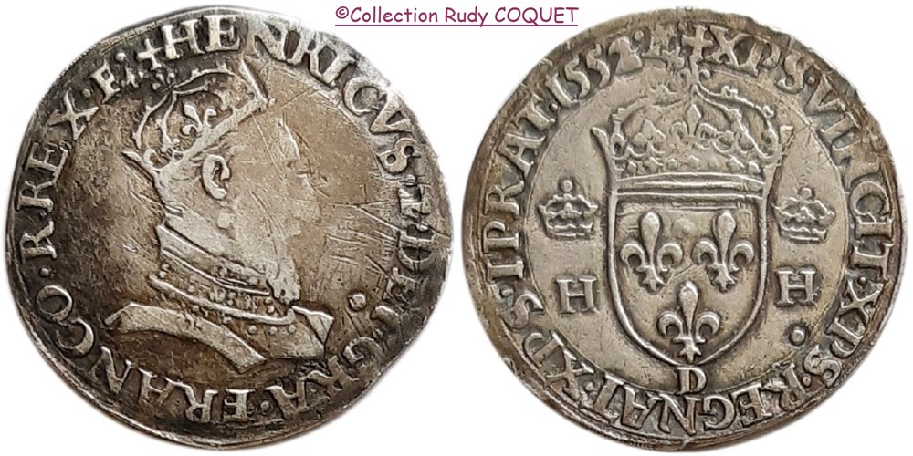 teston tete couronnee henri ii1552 d lyon