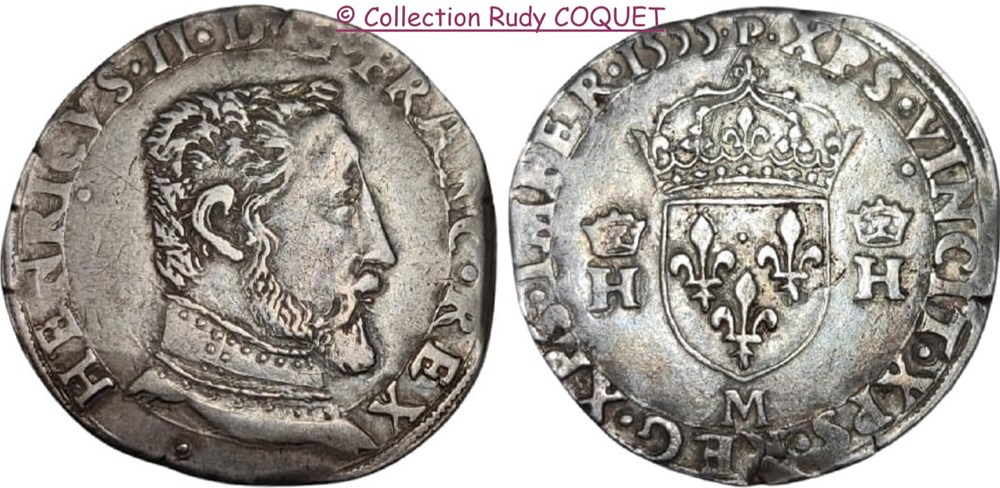 Teston au buste D Henri II 1555 M (Toulouse) teston au buste d henri ii 1555 m toulouse