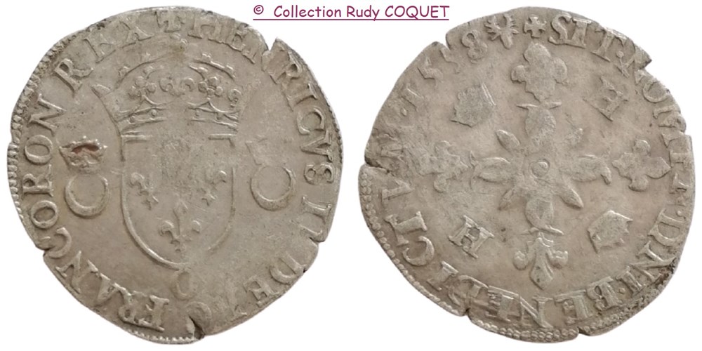 Douzain aux 2 C couronnés 1558 O (Riom) douzain aux 2 c couronnes 1558 o riom