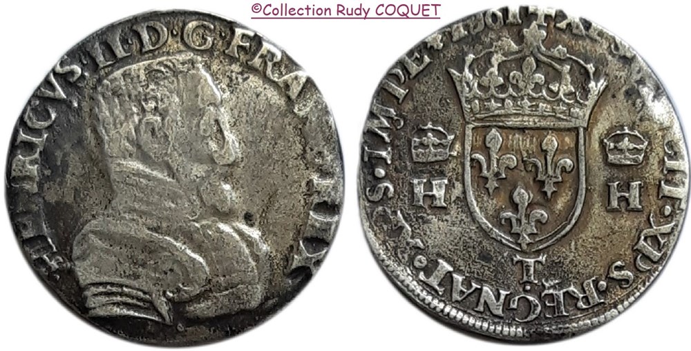 Teston Henri II 1561 T (Nantes) teston henri ii 1561 t nantes