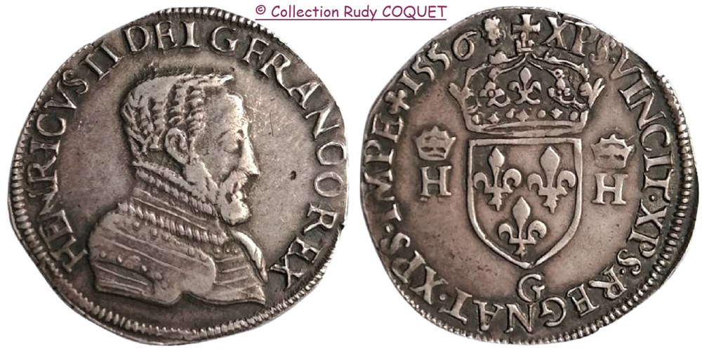 Teston Henri II 1556 G (Poitiers) teston henri ii 1556 g poitiers