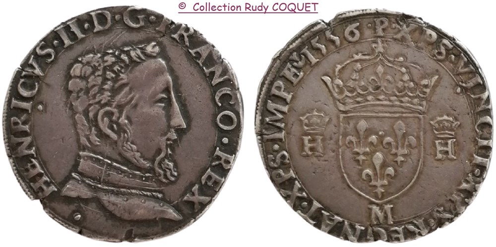 Teston buste D Henri II 1556 M (Toulouse) teston buste d henri ii 1556 m toulouse