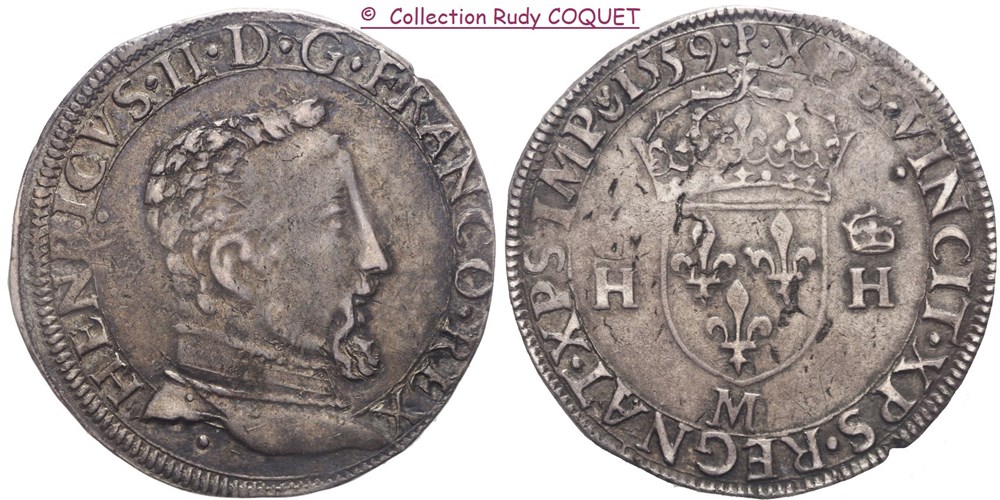 Teston au buste D Henri II 1559 M (Toulouse) teston au buste d henri ii 1559 m toulouse