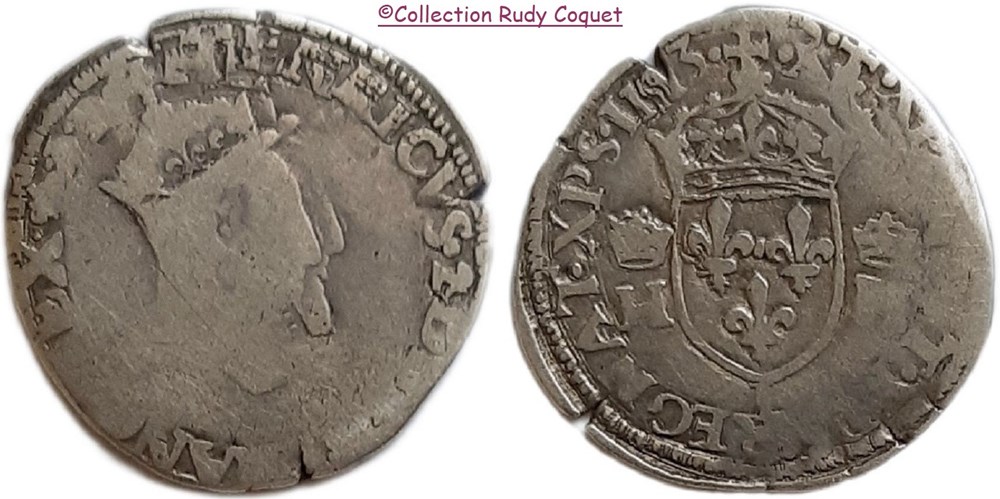 Demi teston tête couronnée Henri II 1553 L (Bayonne) demi teston tete couronnee henri ii 1553 l bayonne