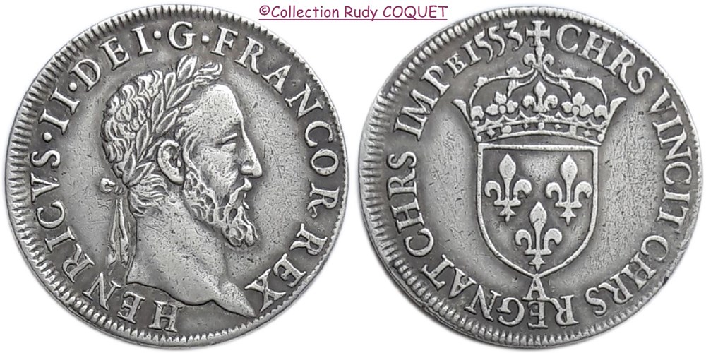teston tete lauree henri ii 1553a paris