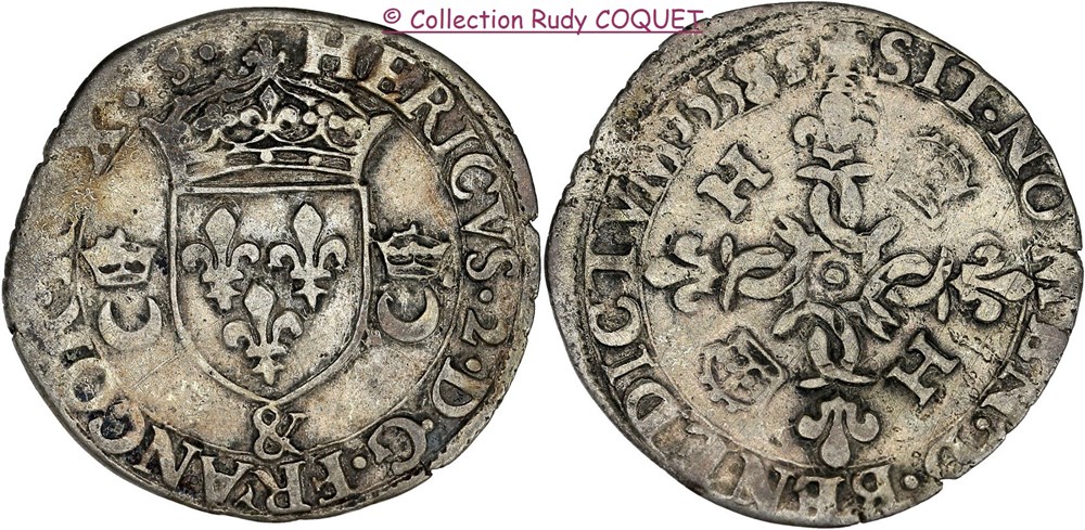 Douzain aux 2 C couronnés Henri II 1558 & (Aix) douzain aux 2 c couronnes henri ii 1558 aix