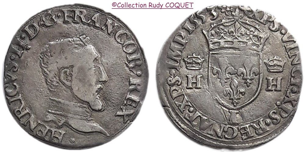 Demi teston Henri II 1553 I (Limoges) demi teston henri ii 1553 i limoges