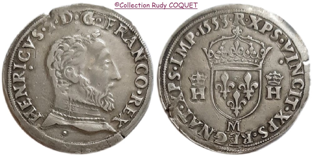 Teston au buste D Henri II 1553 M (Toulouse) teston au buste d henri ii 1553 m toulouse