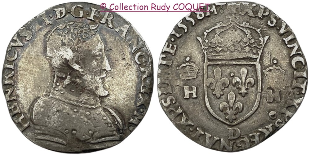 Teston Henri II 1558 D (Lyon) teston henri ii 1558 d lyon