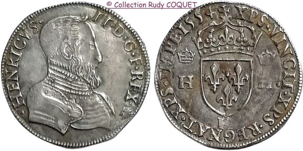 Teston Henri II 1554 H (La Rochelle) teston henri ii 1554 h la rochelle