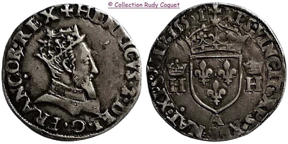 demi teston tete couronnee henri ii 1551 a paris