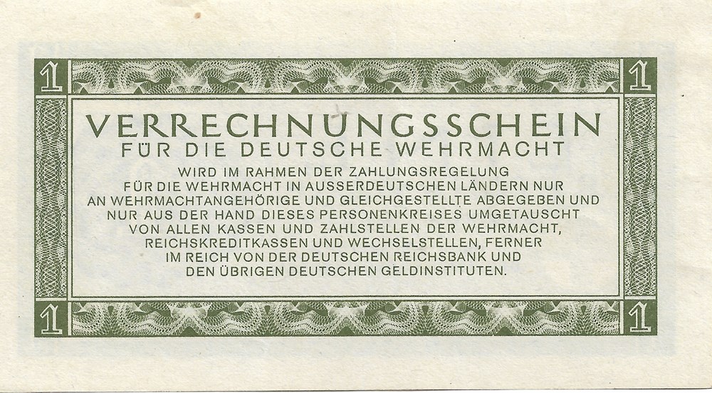 1 reichsmark de la Wehrmacht billets europe allemagne 1 reichsmark de la wehrmacht
