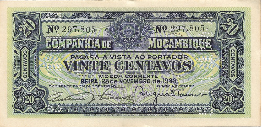 20 centavos billets afrique mozambique 20 centavos