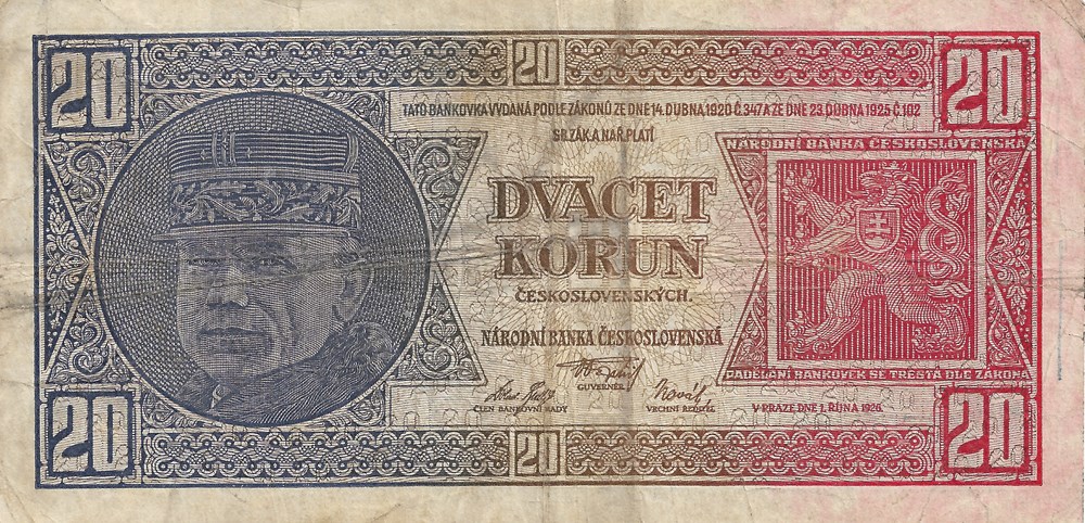 20 couronnes tchécoslovaques billets europe tchecolovaquie 20 couronnes tchecoslovaques