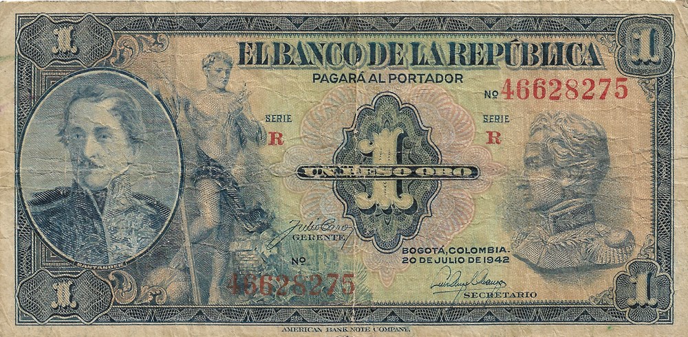 1 peso en or billets amerique du sud colombie 1 peso en or
