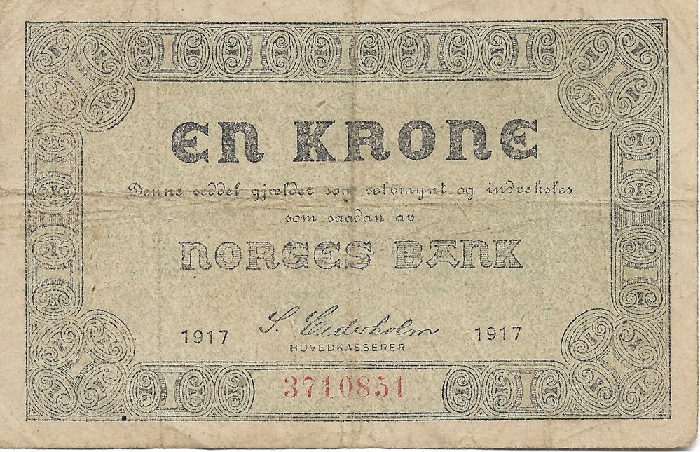 1 couronne billets europe norvege 1 couronne