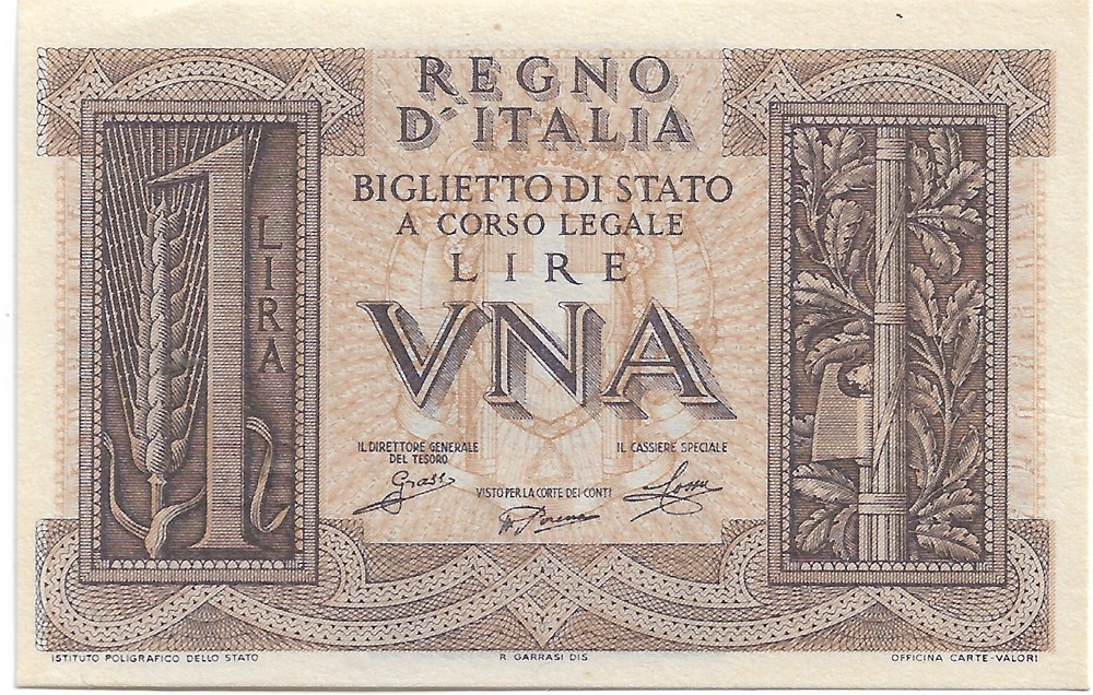 1 lire billets europe italie 1 lire