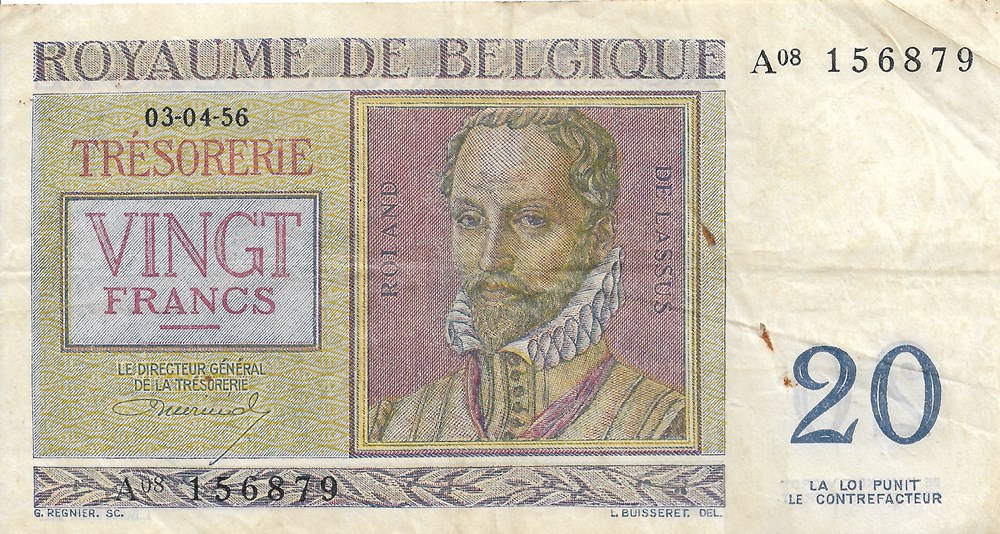 billets europe belgique 20 francs