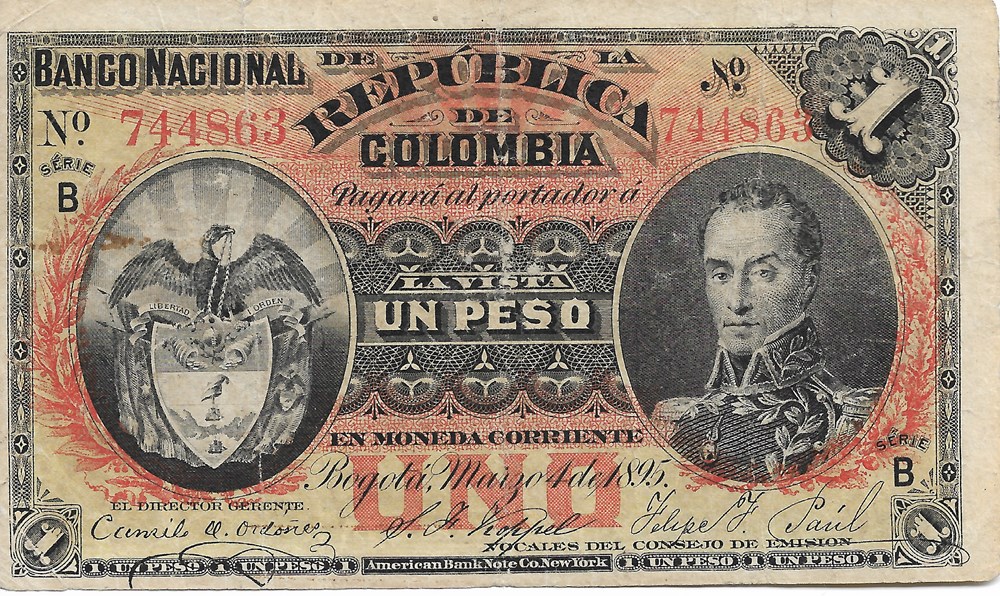 1 peso billets amerique du sud colombie 1 peso