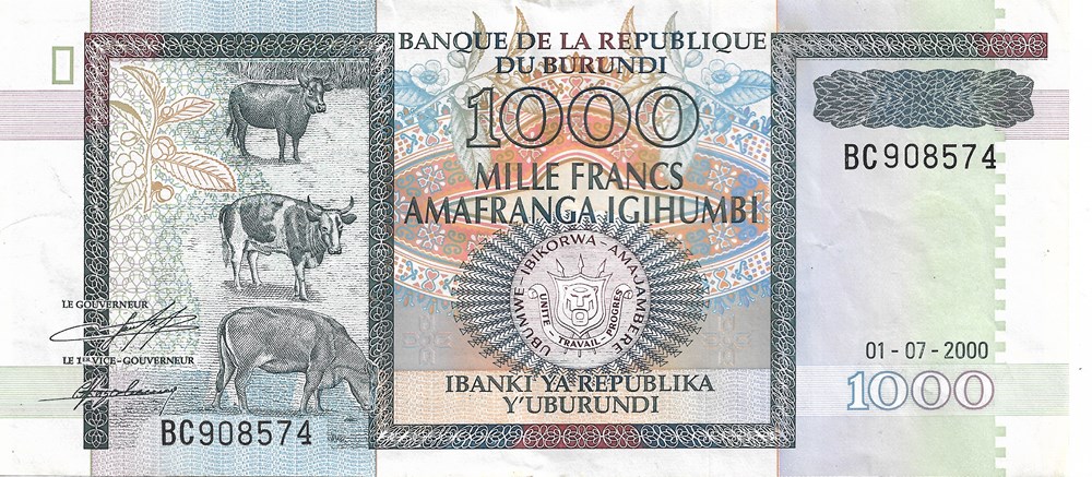 1.000 francs billets afrique burundi 1 000 francs