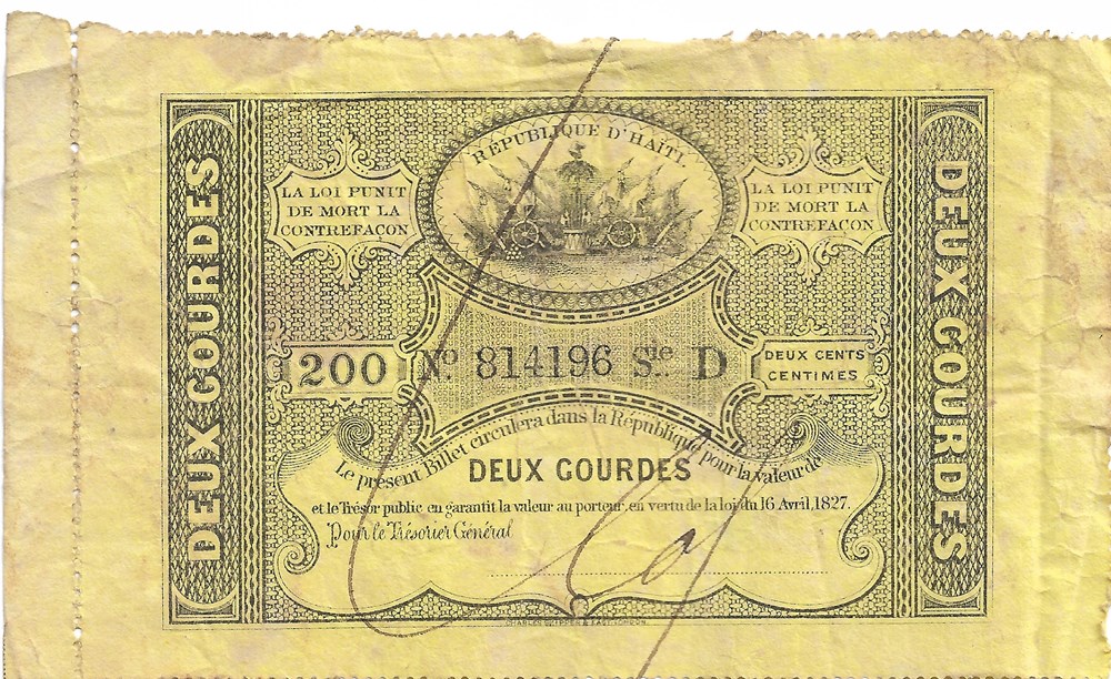 2 gourdes billets amerique centrale et caraibes haiti 2 gourdes