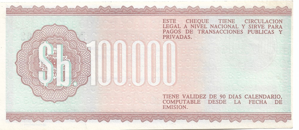 100.000 pesos boliviens billets amerique du sud 100 000 pesos boliviens