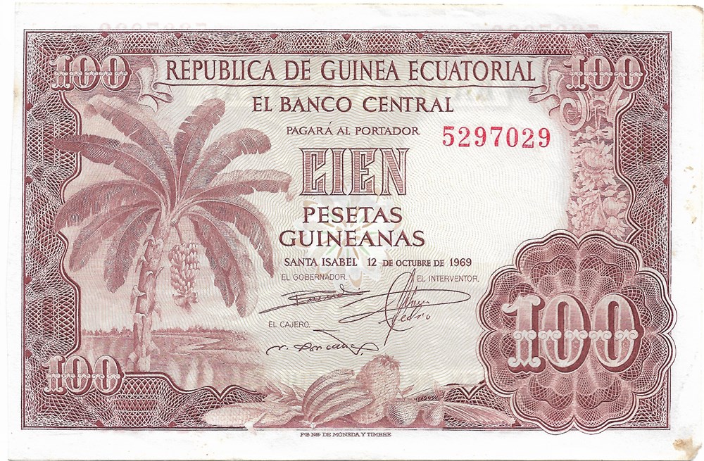 100 pesetas guinéennes billets afrique equatoriale 100 pesetas guineennes