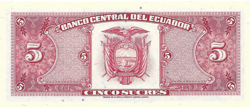 5 sucres billets amerique du sud equateur 5 sucres