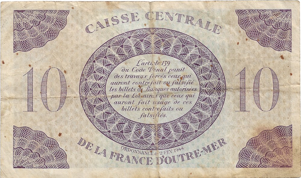 10 francs billets amerique centrale et caraibes guadeloupe 10 francs