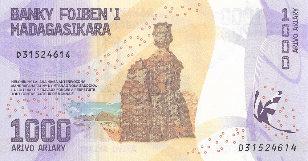 1.000 ariary billets afrique madagascar 1 000 ariary