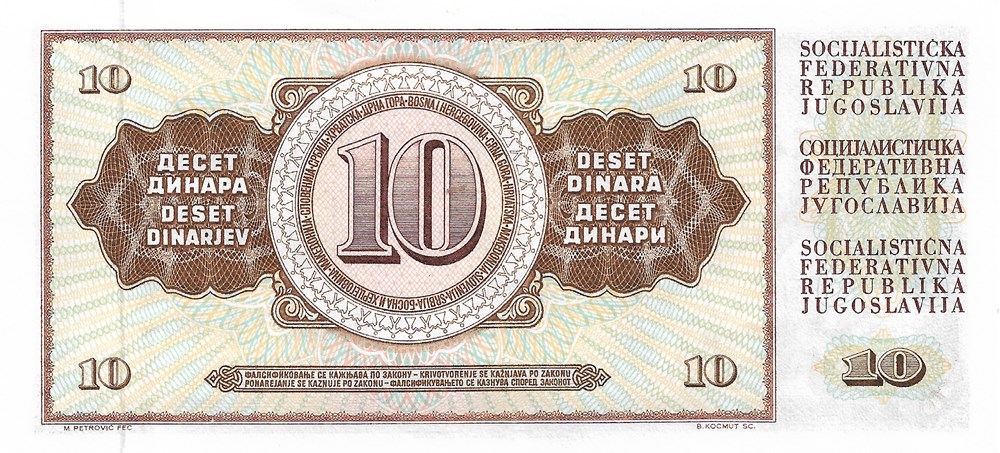 10 dinars billets europe yougoslavie 10 dinars