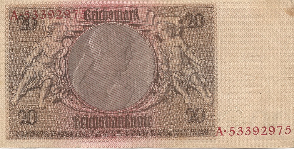 20 reichsmarks billets europe allemagne 20 reichsmarks