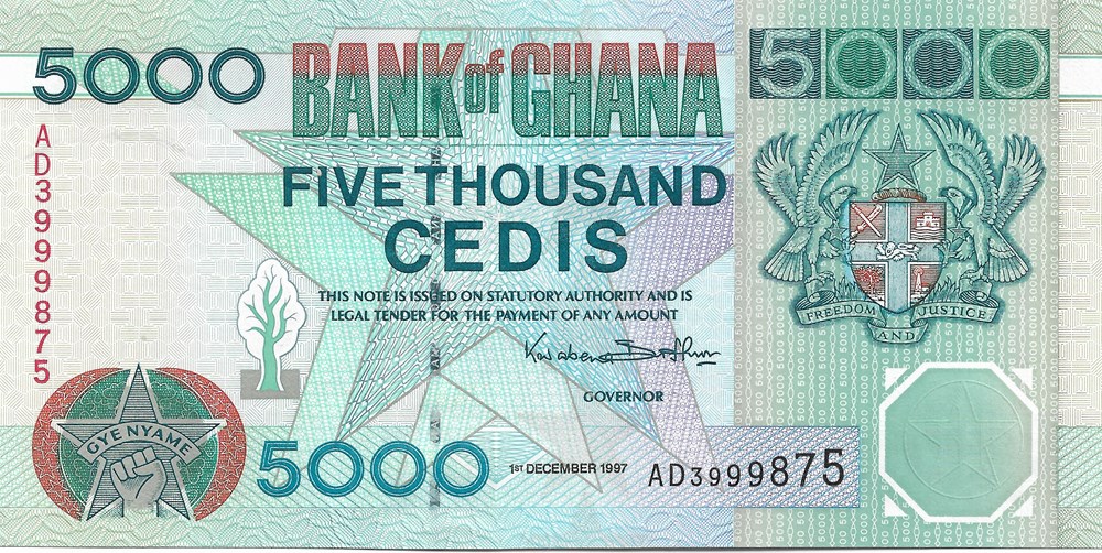 5.000 cedis billets afrique ghana 5 000 cedis